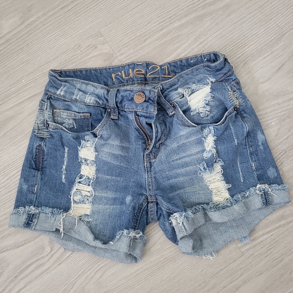 Rue21 Light Blue Ripped Jean Shorts - Picture 1 of 11